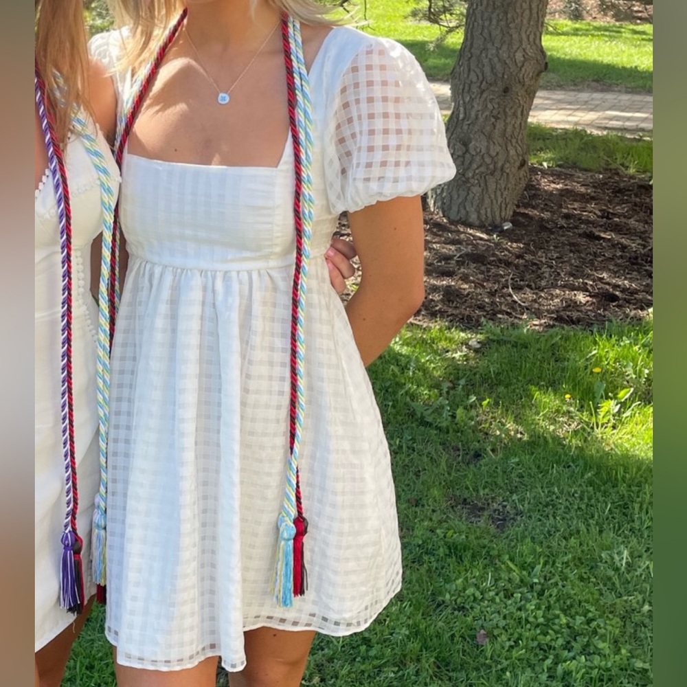 Show Me Your MuMu White Puff Sleeve Square Neck Mini Dress